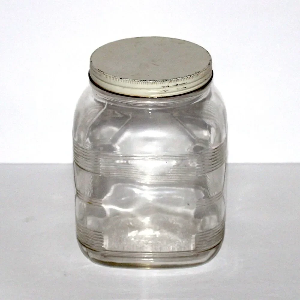 Hazel Atlas 8223 Coffee Glass Jar Diamond Panels 1 Gallon vintage canister 8.25
